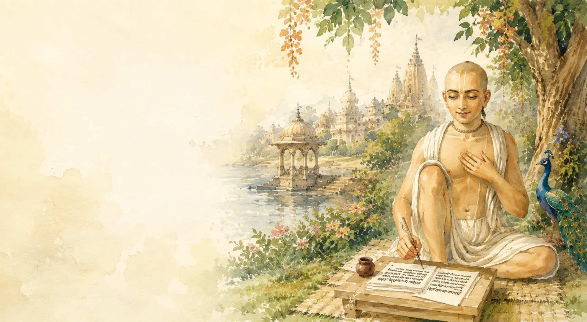Devotees learning together at the temple